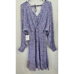 Japna Long Sleeve Midi Floral Dress With Smocked Waist Coastal Cottage Core